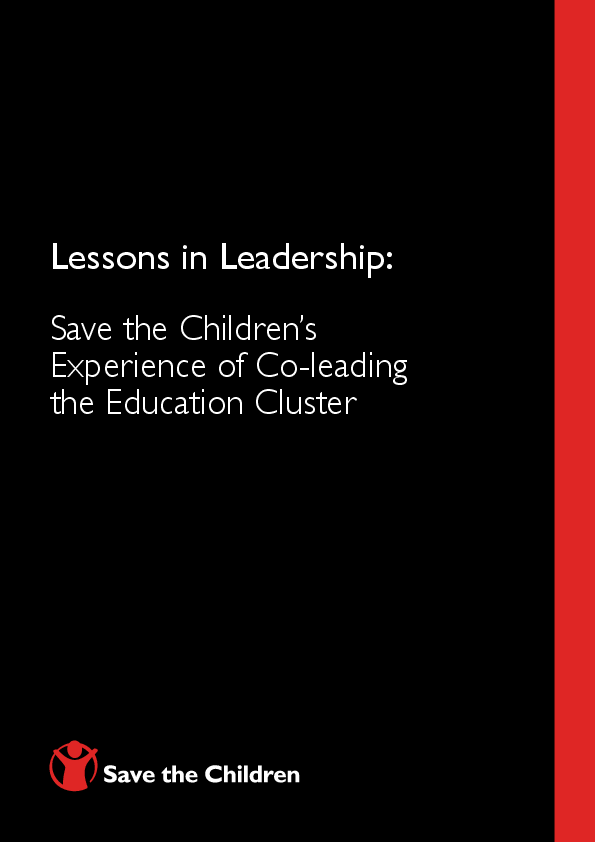 Lessons in Leadership: Save the Children’s Experience of Co-leading the Education Cluster